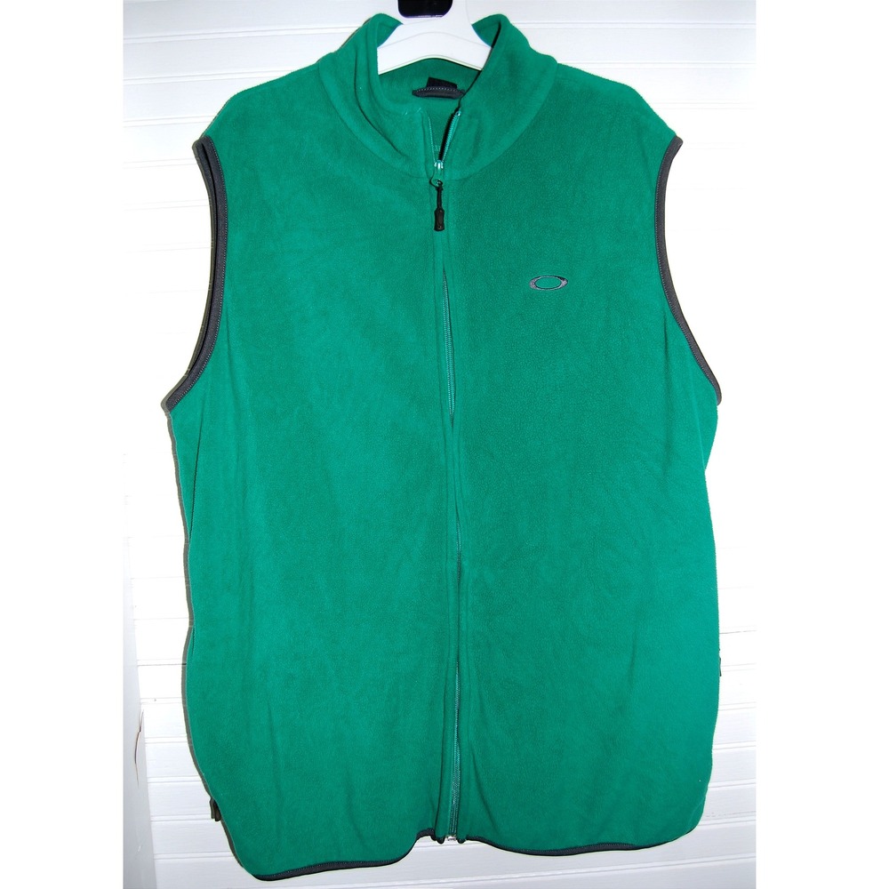 Vintage Oakley Men's Vest Size Large‎ Green fleece zip-up jacket 90s UNISEX